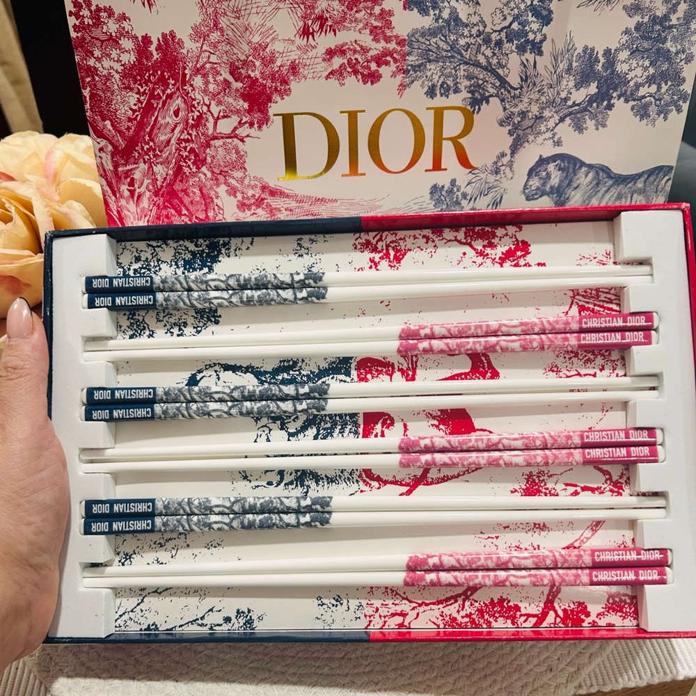Dior (GWP/Novelty) Monogram Ceramic Chopsticks Set of 6 PLUS Dior Gift Bag